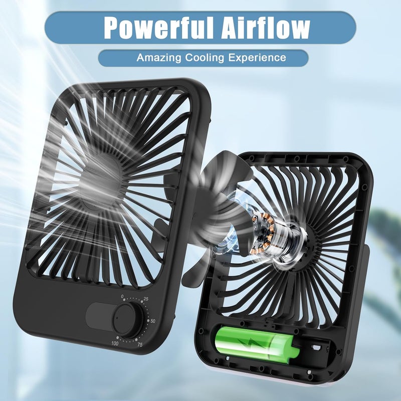 COOPERWIN Small Desk Fan, 100 Speeds Personal Fan Portable Rechargeable with Battery Powered, 180°Tilt Adjustable Quiet Bedroom Fan, Home Beach Camping Travel Office Desk Accessories, Black - Image 5